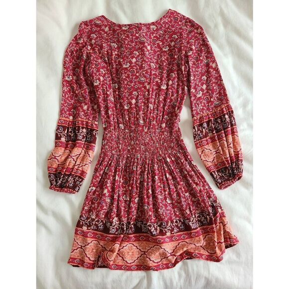 American‎ Eagle Boho Fit & Flare Mini Dress Women's XS Multicolor 100% Viscose - Picture 6 of 6